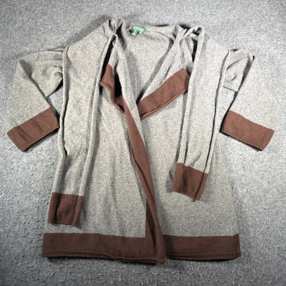 Lauren Ralph Lauren Sweaters - Lauren Ralph Lauren Wool Cashmere Colorblock Scarf Neck Cardigan Gray Brown M